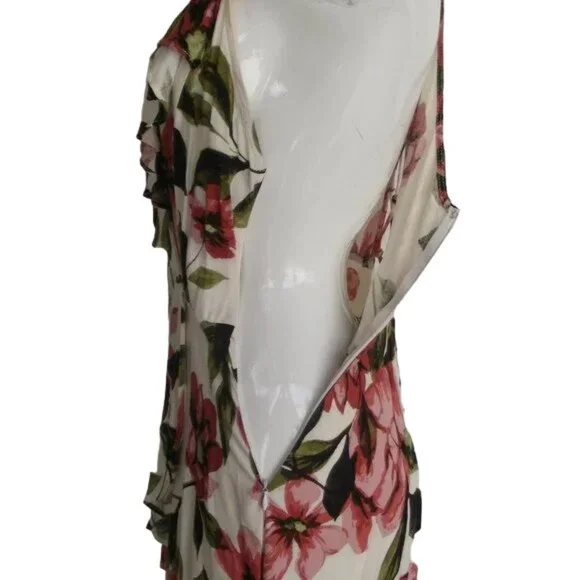 new OLIVACEOUS Mini Dress, L, White Floral, Ruffle, Surplice, Lace-up Back - Picture 10 of 14